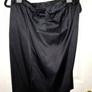 Classic black satin pencil skirt